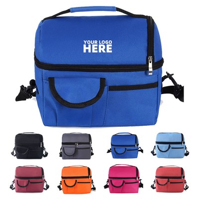 Portable Insulated Cooler Lunch Bag With Side Pocket