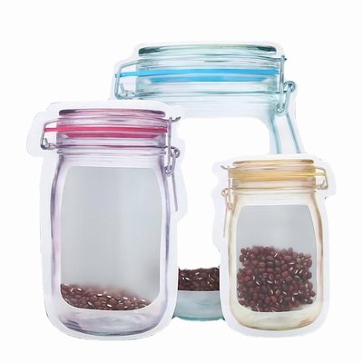 Jar Shaped Zip-Lock Food Storage Bag 5.91" x 3.74"