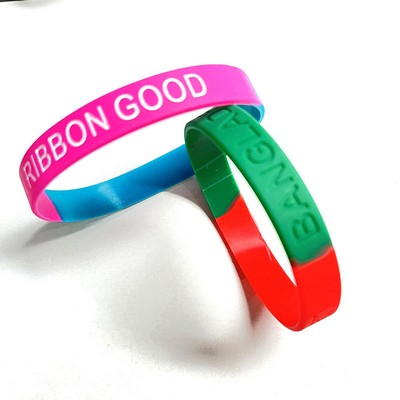 Custom 1/2'' x 8'' Embossed Printed Segmented Silicone Wristband