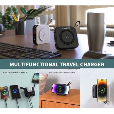 15W 10000mAh Wireless Charging Wall Charger (AC) Power Bank W/FCC Certification