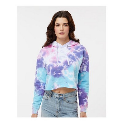 Colortone Women's Tie-Dyed Crop Hooded SweatShirt