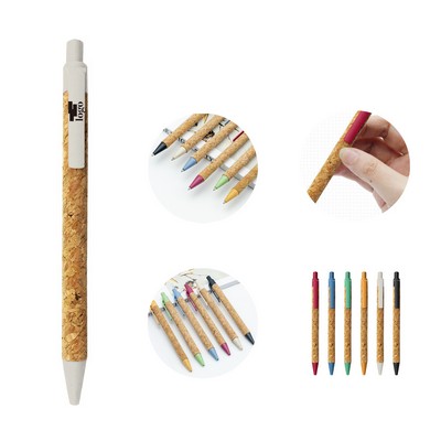 Multi Color Cork Wheat Straw Material Ballpoint Pen