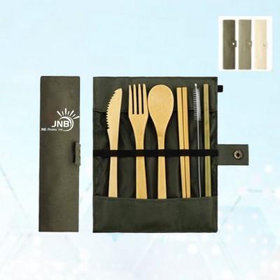 6 Piece Bamboo Utensil Set with Carry Case