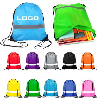 Reflective Safety Drawstring Backpack