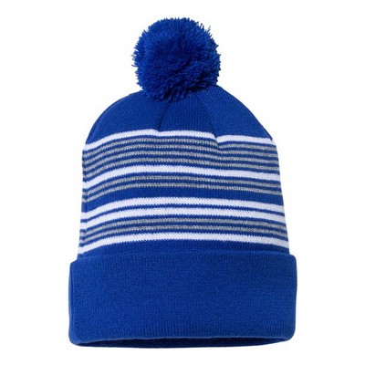 Sportsman™ 12'' Striped Pom-Pom Knit Beanie