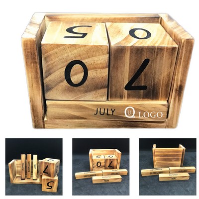 Wooden Date Block Perpetual Calendar