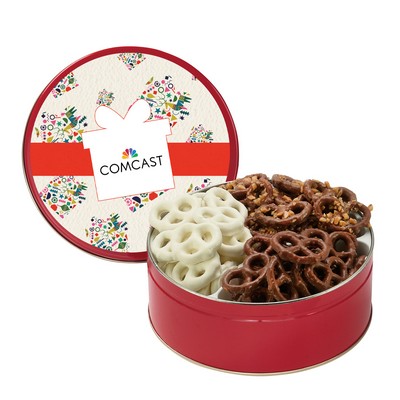 Medium 3 Way Chocolate Pretzel Tins - Milk Chocolate Toffee, Milk Chocolate, Yogurt