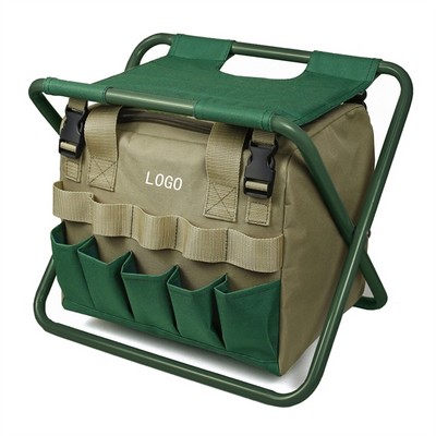 Multiple Pockets Seat Storage Folding Gardening Tool Bag