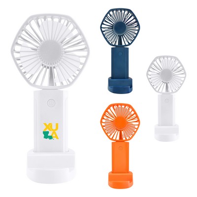 USB Rechargeable Handheld Fan w/Phone Holder