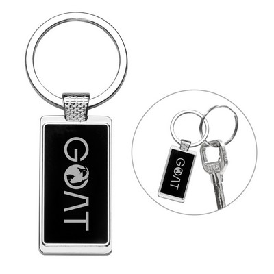 Custom Metal Rectangle Keychain with Dark Reflective Center