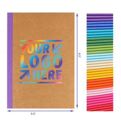 8.3 x 5.5 Inches 60 Pages 12 Assorted Colors Kraft Cover Lined Page Notebook