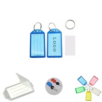 Pack Plastic Key Tags With Split Rings Transparent With Lid