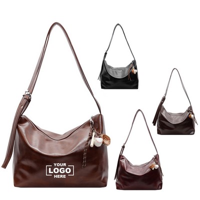 Women's Small Leather Travel Handbag with Charm