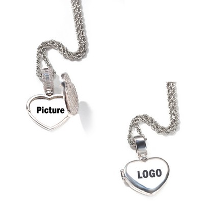 Heart Pendant Necklace with Picture Memory