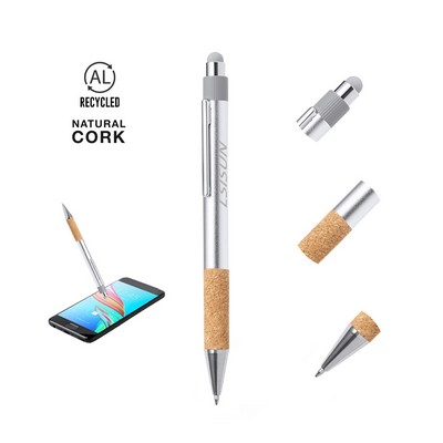 ECO-Aluminum & Cork Stylus Touch Ballpoint Pen