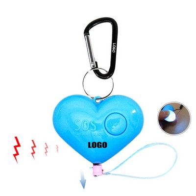 Carabiner Heart Safety Alarm Keychain with LED Light and 120DB Panic Sound