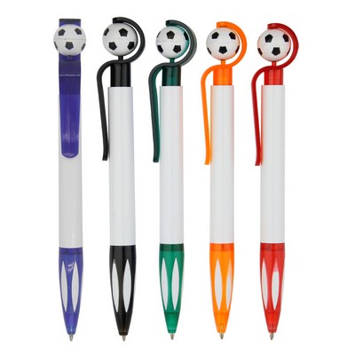 Custom Plastic Party Favors Soccer-Themed Retractable Ballpoint Pen MOQ100PCS