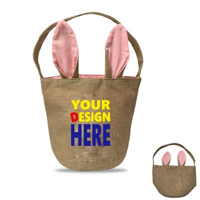 Easter Jute Rabbit Ear Tote Bag