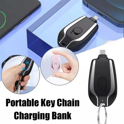 Portable Mini Type C Keychain Power Bank 1500mAh