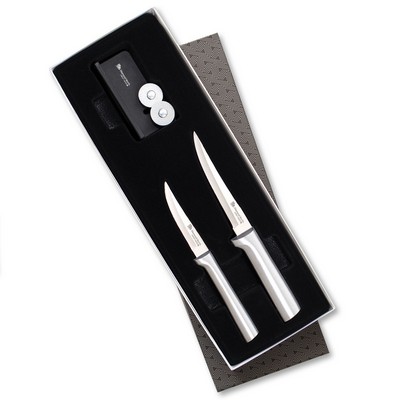 Paring Pair Plus Sharpener Gift Set w/Silver Handle