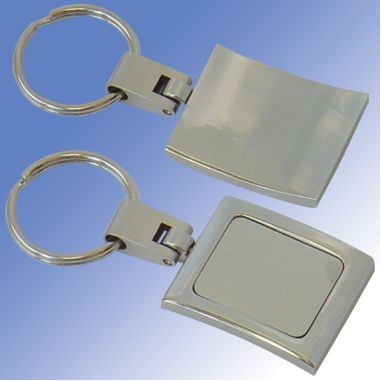 2 Tone Chrome Rectangular Keychain (engraved)