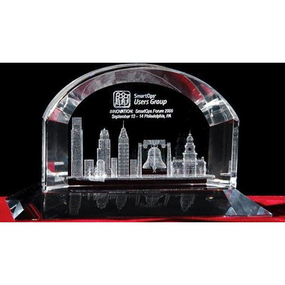 3-D Crystal Washington DC Skyline in Grand Arch Award w/Customization (5 1/8")