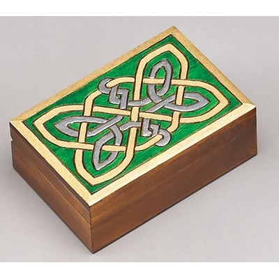 Wood Box w/Celtic Pattern On Lid (5 7/8"x3 7/8"x2 1/8")