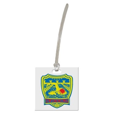 Custom shaped luggage tag - square 1C on colored vinyl