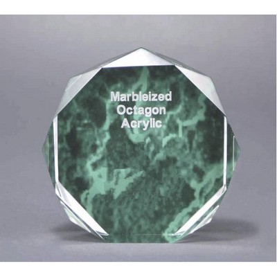 Octagon Acrylic Green Marbelized Award - 6" Diameter