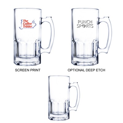 33 Oz. Glass Beer Mug (Screen Printed)