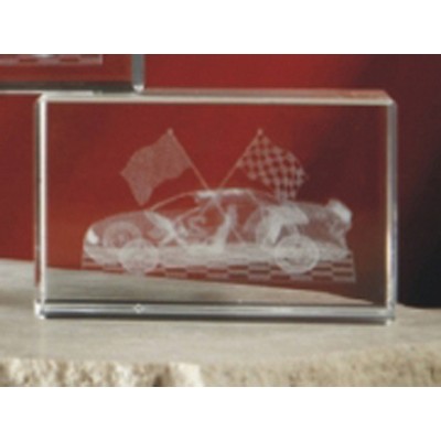 3D Race Car Optical Crystal Award (2"x2"x3")