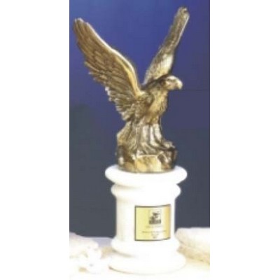 10" Metal Cast Bronze Eagle Award w/Marble Base