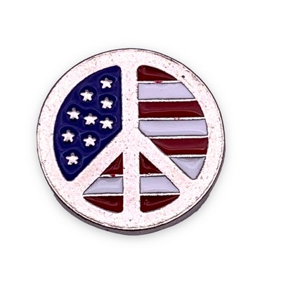 Peace Symbol w/American Flag Lapel Pin