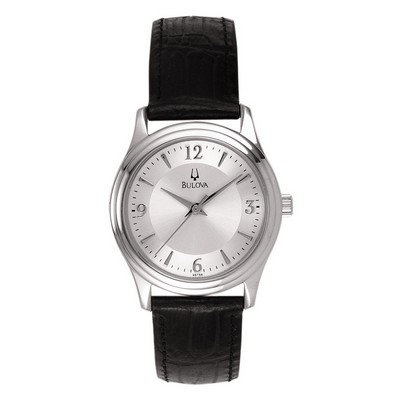 Ladies' Bulova® Classic Collection Silver Dial Watch w/Black Leather Strap