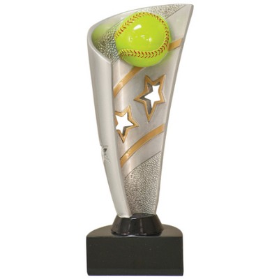 Softball Banner Resin Award - 7" Tall