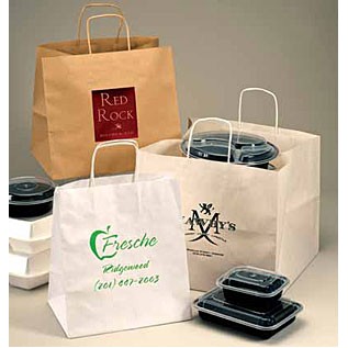 Paper Take Out Bag w/Wide Gusset (13"x7"x13")