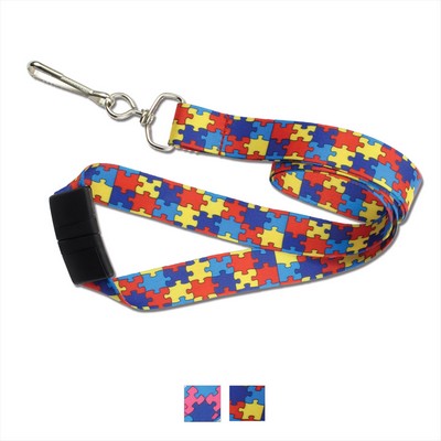 3/4" Dye Sublimated Lanyard (Autism Awareness)