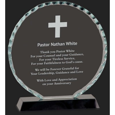 Ultra Modern Collection Circle Facet Glass Award - 7 1/2'' H