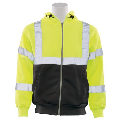 Aware Wear® ANSI Class 3 Hi-Viz Lime Black Bottom Zip-Front Sweatshirt