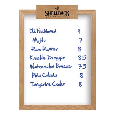 Oak Frame Wall Wet-Erase Board w/Header - 23x30