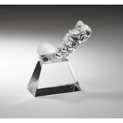 Shoot with Power Crystal Soccer Ball & Shoe Trophy - 4'' h