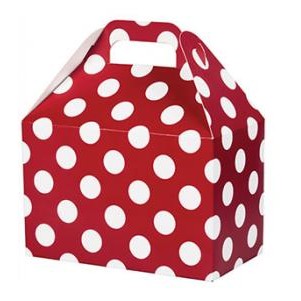 Red & White Dots Themed Gable Gift Basket Box (8½"x5"x5½")