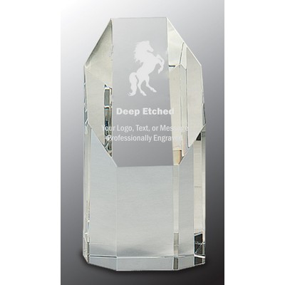 6 1/4" Clear Crystal Octagon Tower Award