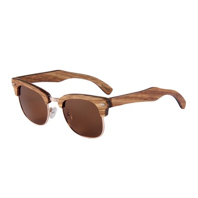 Zebra Wood Sunglasses - Brown Polarized Lenses - Zebra Wood Frames