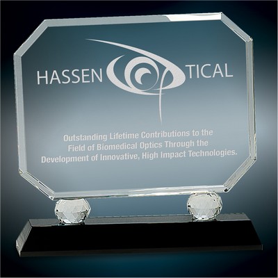 Large Rectangle Crystal Award w/Facet Accents