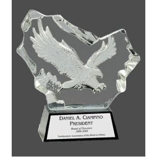 7" Crystal Carved Eagle on Black Base