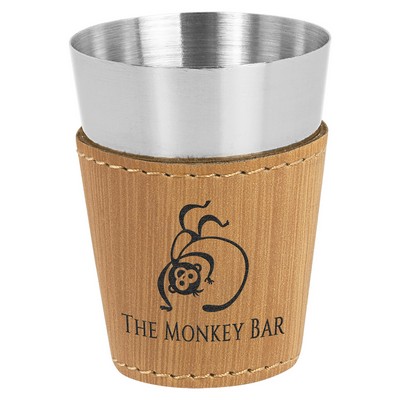 2oz. Bamboo Leatherette & Stainless Steel Shot Glass