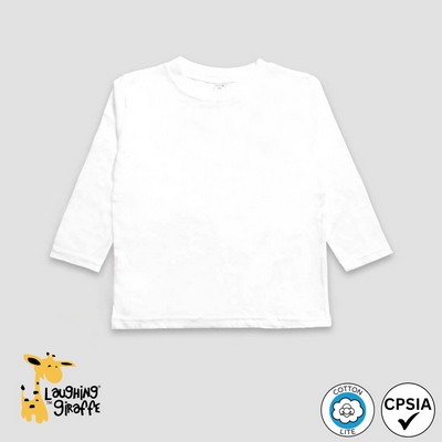 Toddler Long Sleeve Crew Neck T-Shirts White 100% CottonLite- Laughing Giraffe®