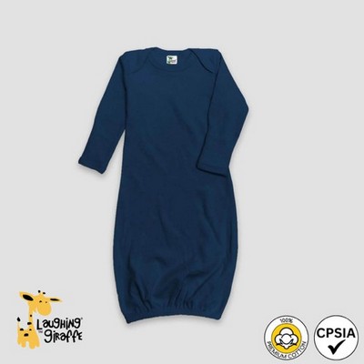 Baby Long Sleeve Lap Sleep Gown w/Mittens Black or Navy Premium 100% Cotton- Laughing Giraffe®