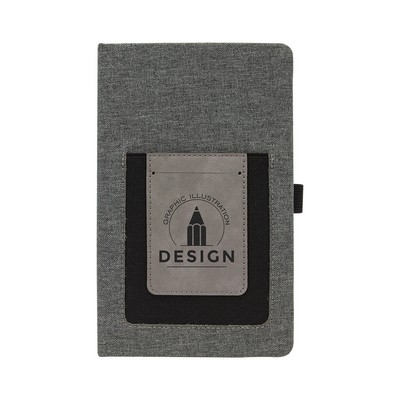 5 1/4" x 8 1/4" Gray w/Gray Leatherette Journal with Cell/Card Slot